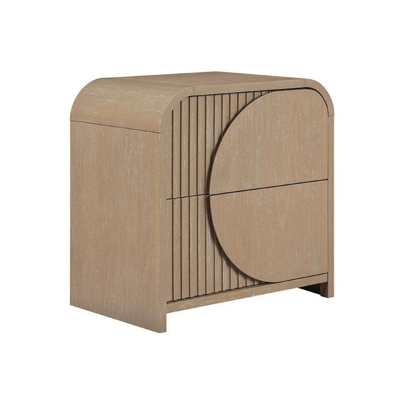 Tanya 5pc Queen Bedroom Set w Tall Chest, Reeded Natural Brown image number 2