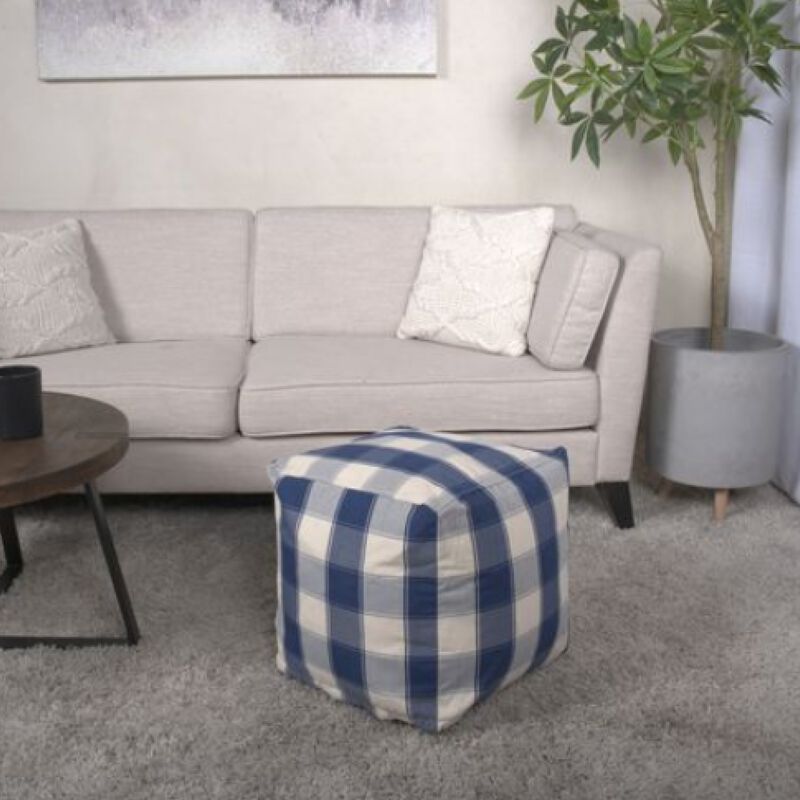 GOODSILO Stylish Square Pouf Ottoman with Checkered Pattern for Versatile Seating image number 1