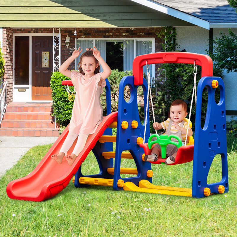 3-in-1 Kids Outdoor Climber and Slide Playset for Young Children