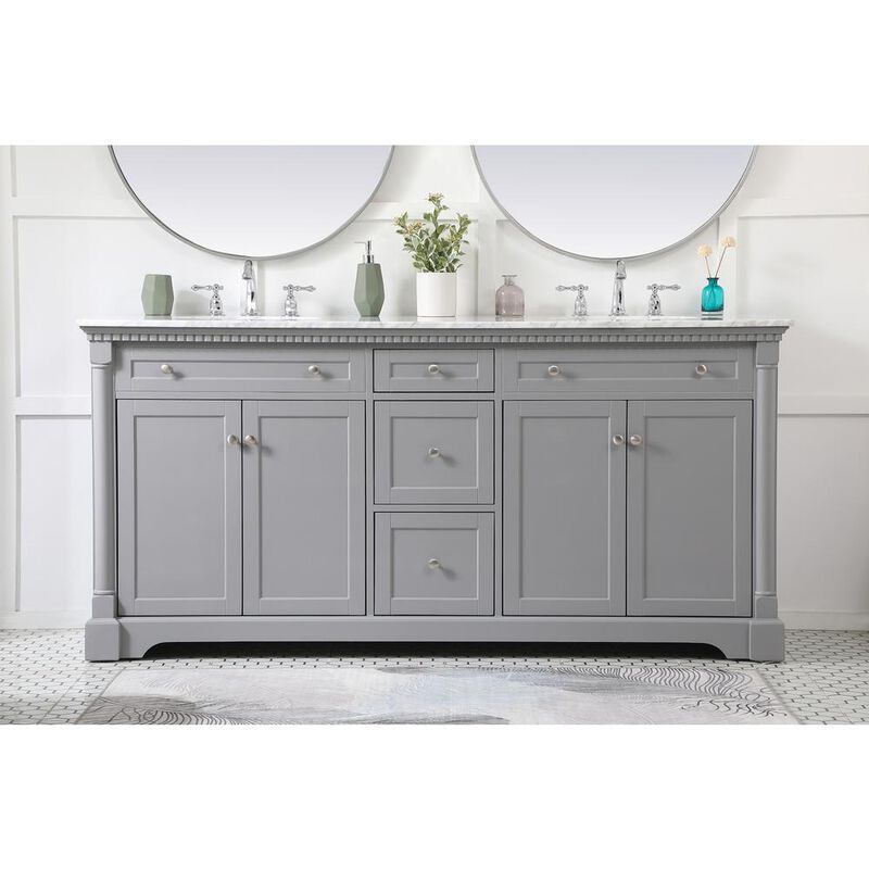 Elegant Kitchen and Bath 72 inch double bathroom vanity in Grey