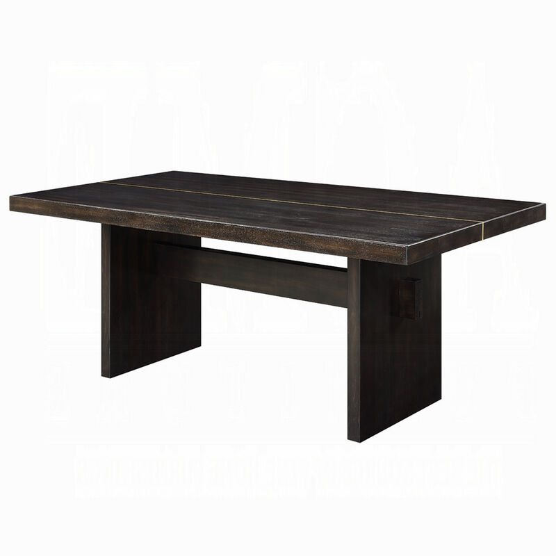 Vonn Dining Table, Wide Panel Legs, 80 Inch Rectangular Top, Black - Benzara