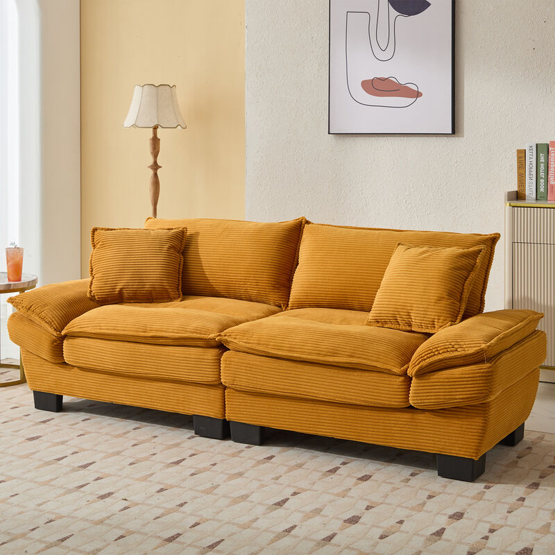 Merax Corduroy Sofa Loveseat Sofa with Pillows