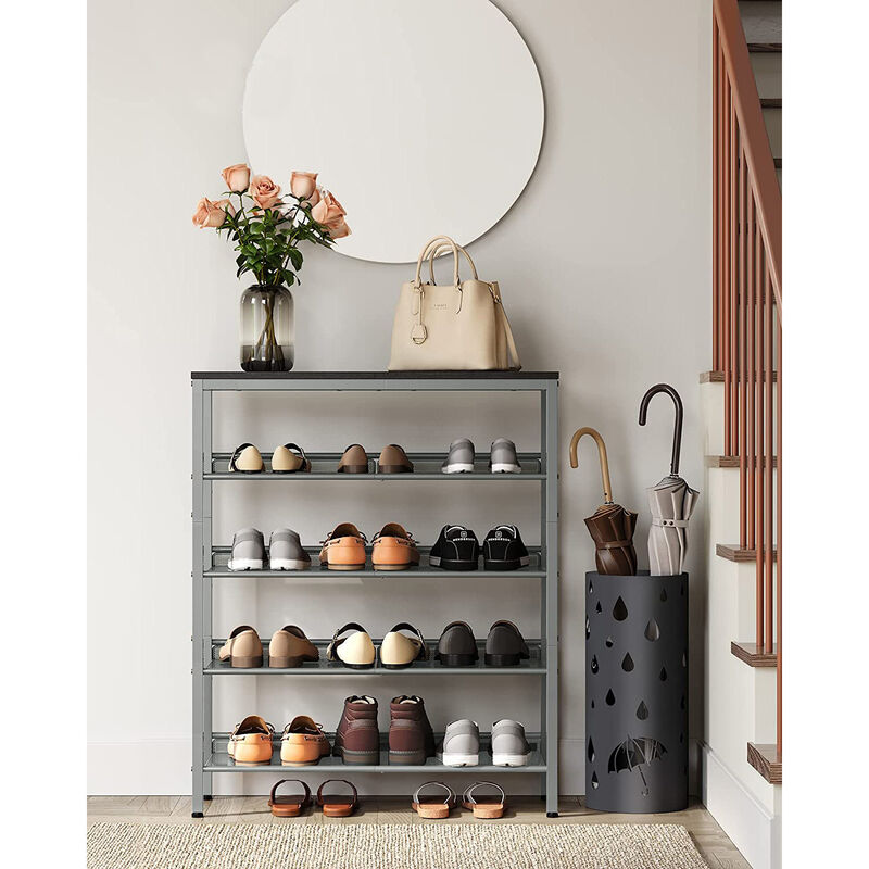 Shoe Organizer Rack with 5 Shelves and Extra Top Space &ndash; Tall Storage Unit for Footwear, Bags & Small Items
