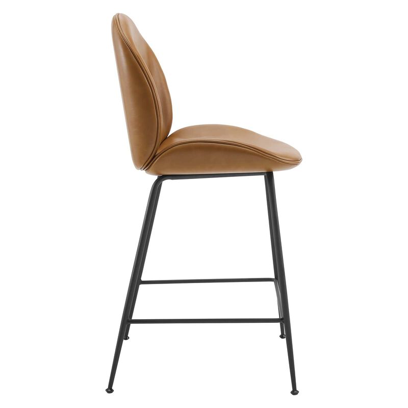 Scoop Black Powder Coated Steel Leg Vegan Leather Counter Stool image number 2