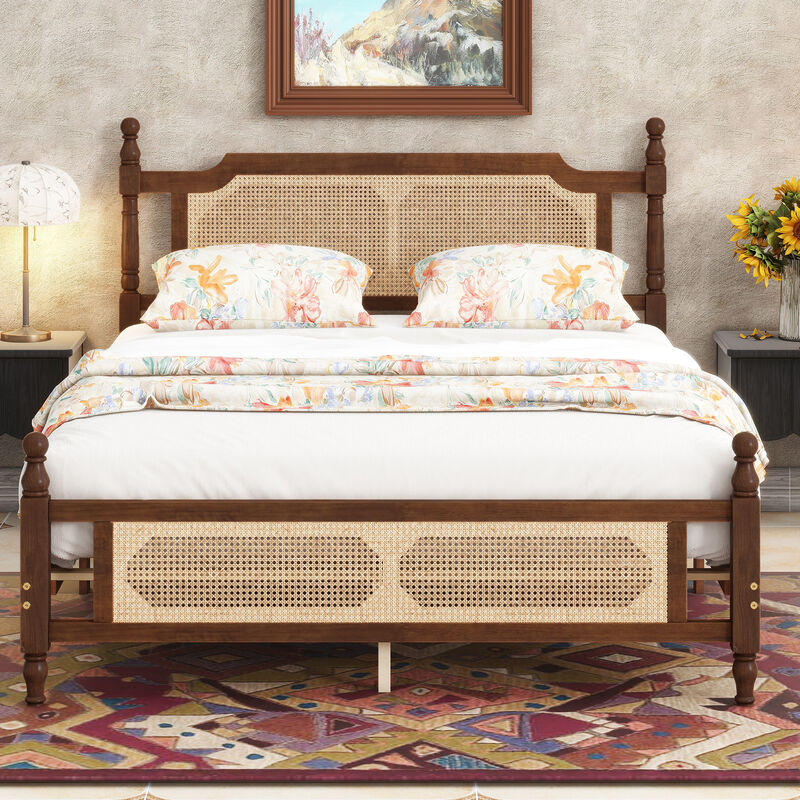 Fekvif Queen Pine wooden Bed image number 1