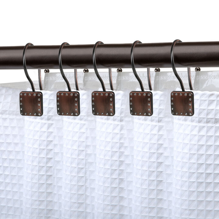 Utopia Alley Rust-Resistant Metal Double Shower Curtain Hooks, Shower Hooks Hangers for Bathroom, Kitchen Utensils, Curtains, Clothing, Towels etc - Set of 12