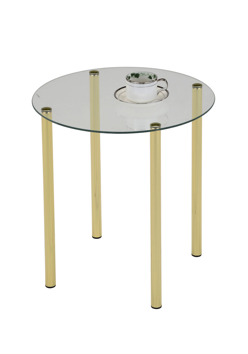 Kings Brand Furniture - Milnai Round Side End Accent Table, Gold Metal/Glass