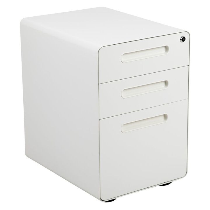 Flash Furniture 3-Drawer Mobile Locking Filing Cabinet with Anti-Tilt Mechanism, White