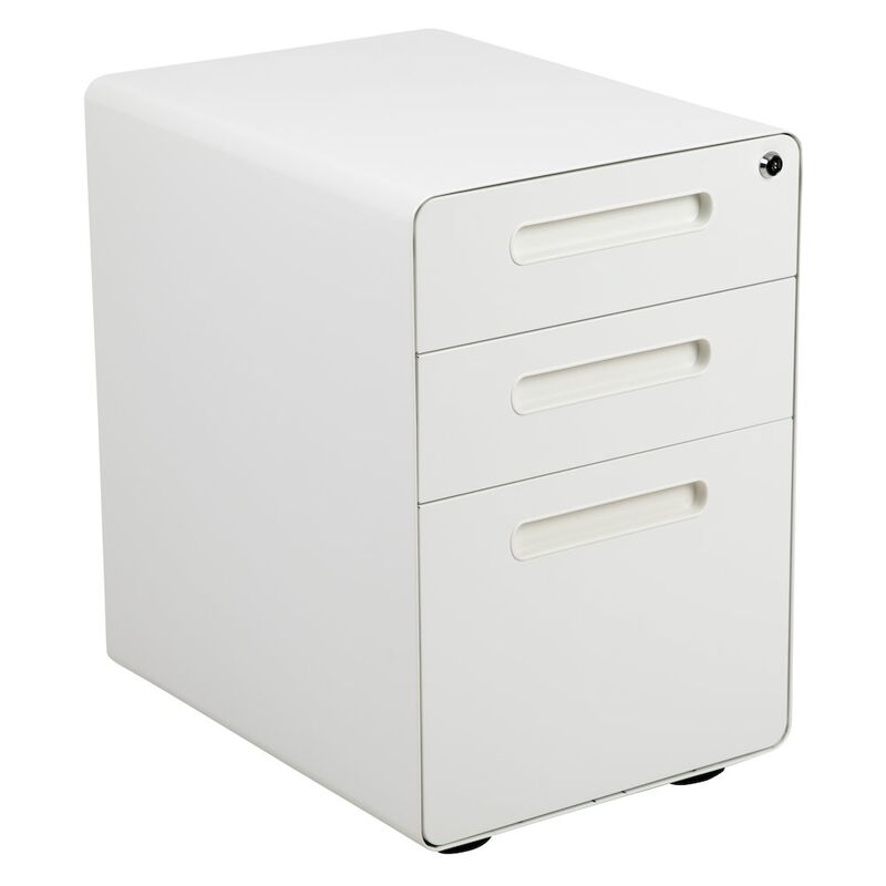 Flash Furniture 3-Drawer Mobile Locking Filing Cabinet with Anti-Tilt Mechanism, White image number 0