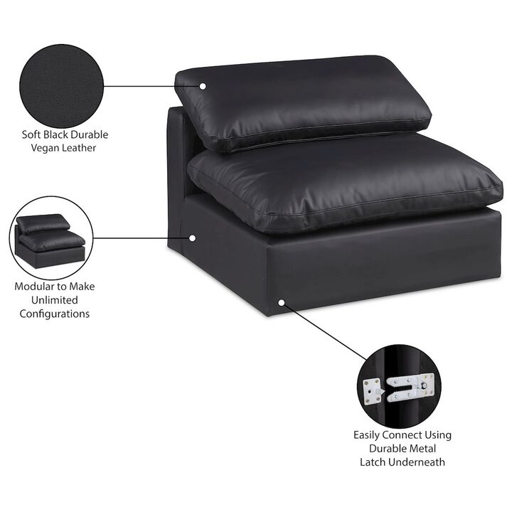 Meridian Furniture Comfy Black Vegan Leather Modular Armless Chair