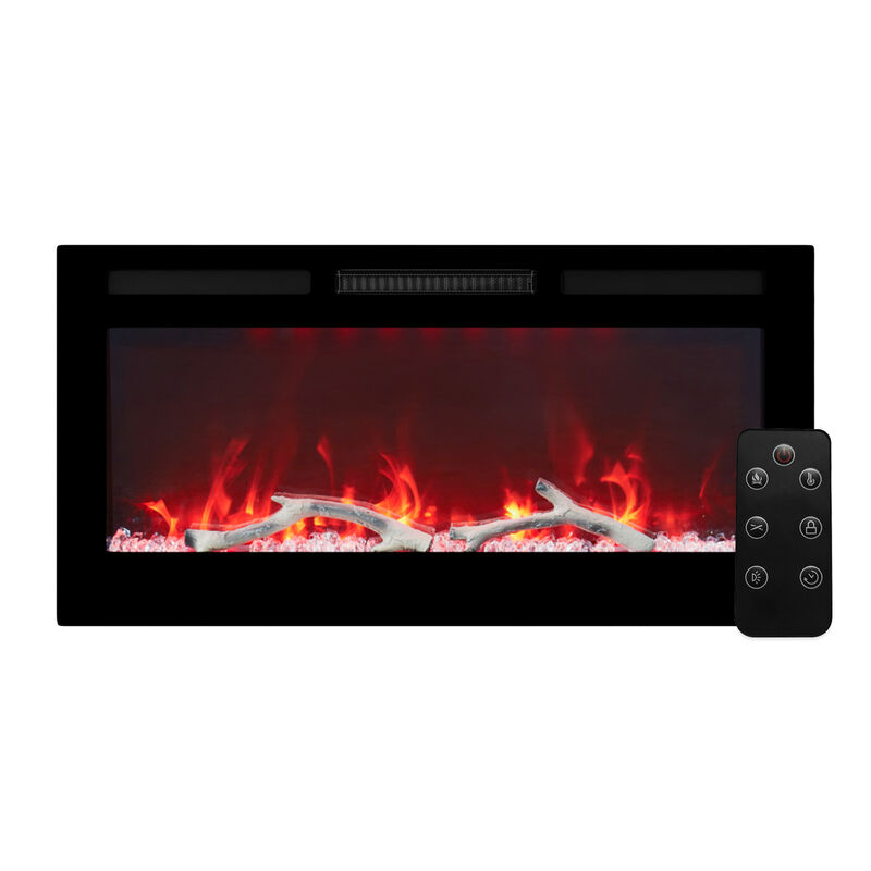 MONDAWE 36" Wall-Mounted Recessed Electric Fireplace 4780 BTU Heater with Remote Control Adjustable Flame Color & Temperature Setting