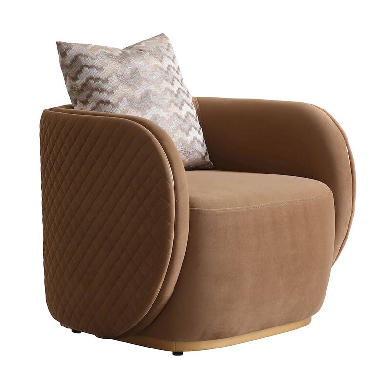 Michael Amini Ariana Velvet Accent Chair - Caramel/Gold
