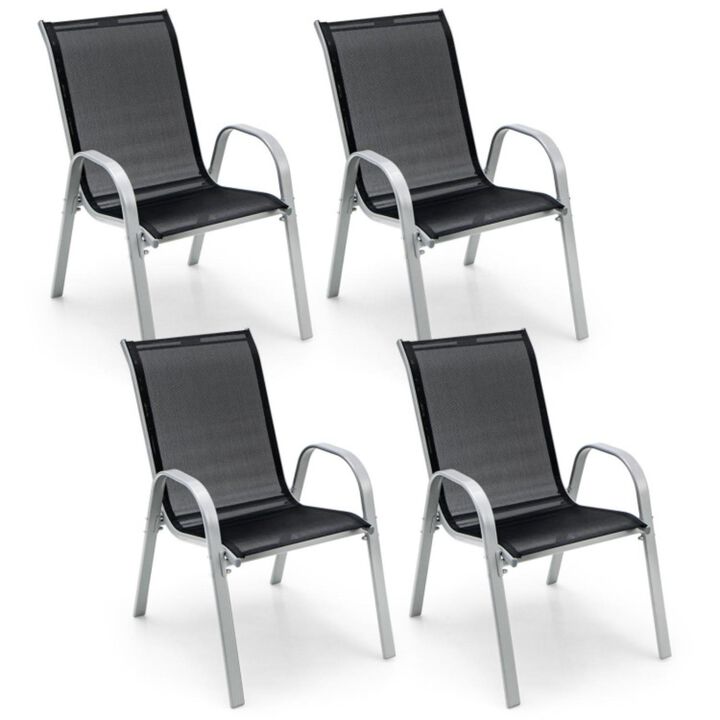 Hivvago 4 Pieces Stackable Patio Dining Chairs Set with Armrest