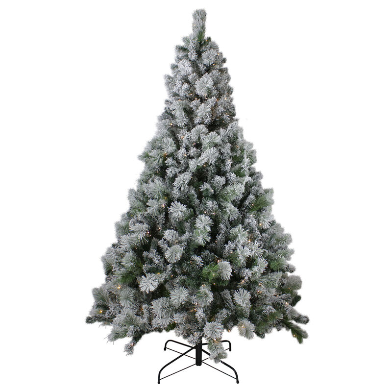 6.5' Pre-Lit Full Flocked Somerset Spruce Artificial Christmas Tree - Clear Lights image number 1