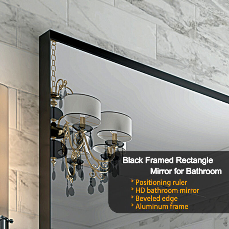 ELEMENT ACE 36x30 Inch Modern Rectangular Bathroom Mirror with Aluminum Frame - Horizontal and Vertical Mounting Options image number 8