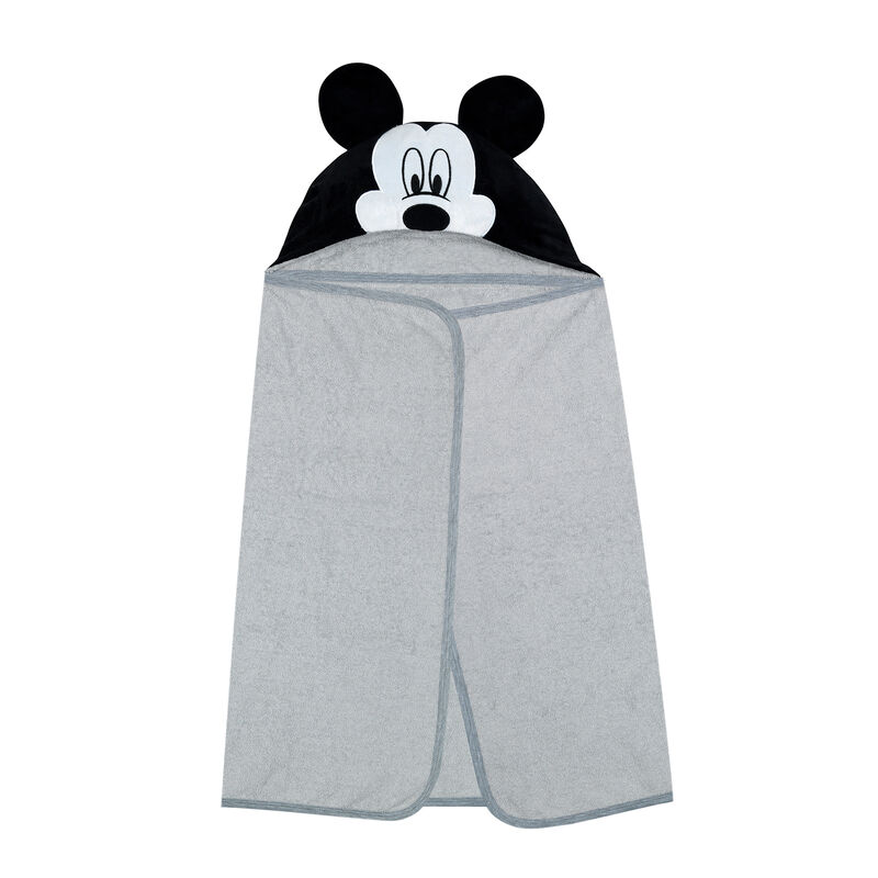 Lambs & Ivy Disney Baby Mickey Mouse Gray Cotton Hooded Baby Bath Towel