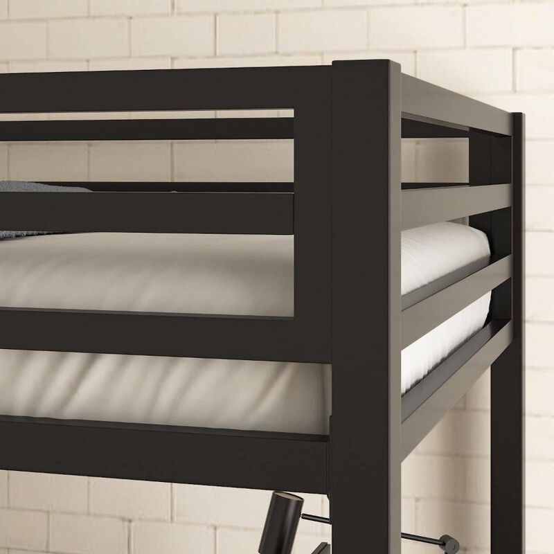 Twin over Twin Modern Metal Bunk Bed Frame with Ladder
