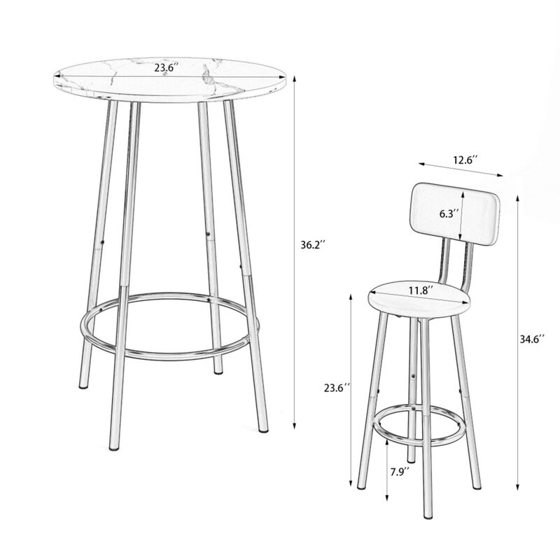 Shroce 3‑Piece Industrial Bar Table Set image number 9