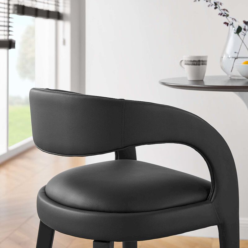 Modway EEI-6567-BLK-BLK Pinnacle Vegan Leather Bar Stool Set of Two, Black Black image number 9
