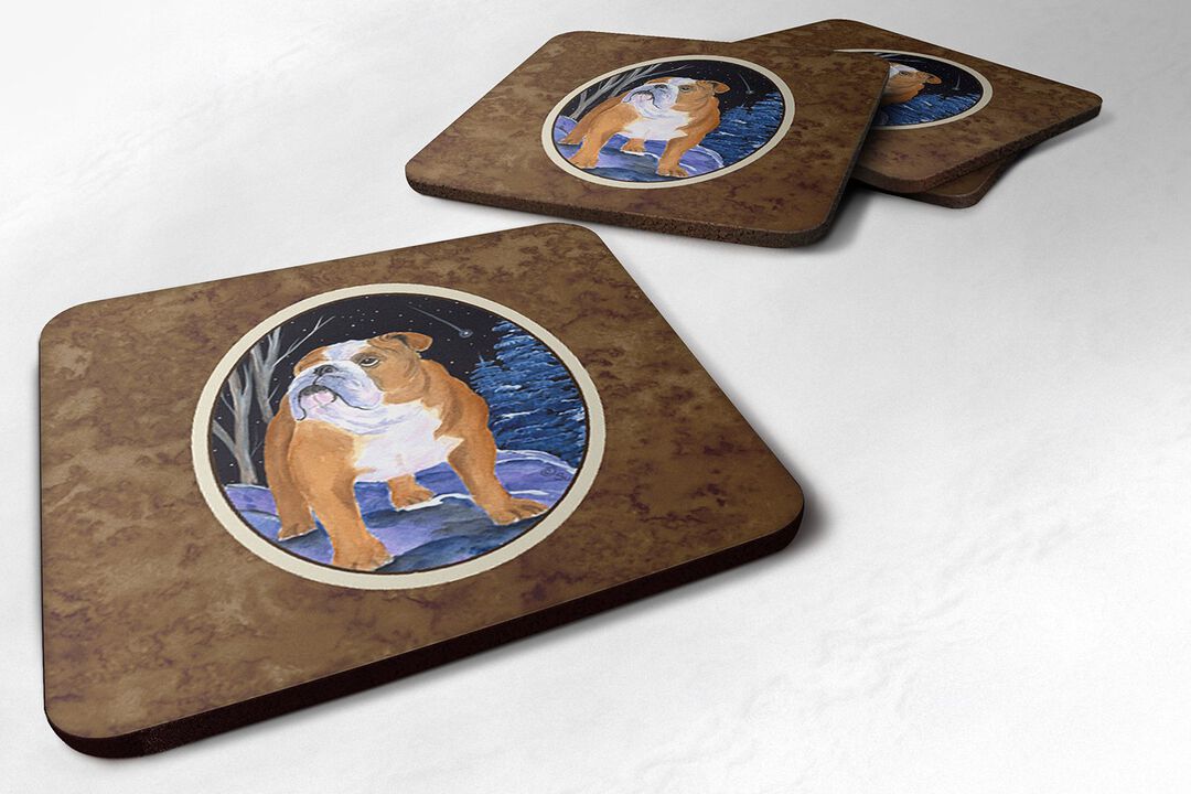 Caroline's Treasures SS8405FC Starry Night English Bulldog Foam Coasters Set of 4 (Set of 4), 3.5 H x 3.5 W, Multicolor