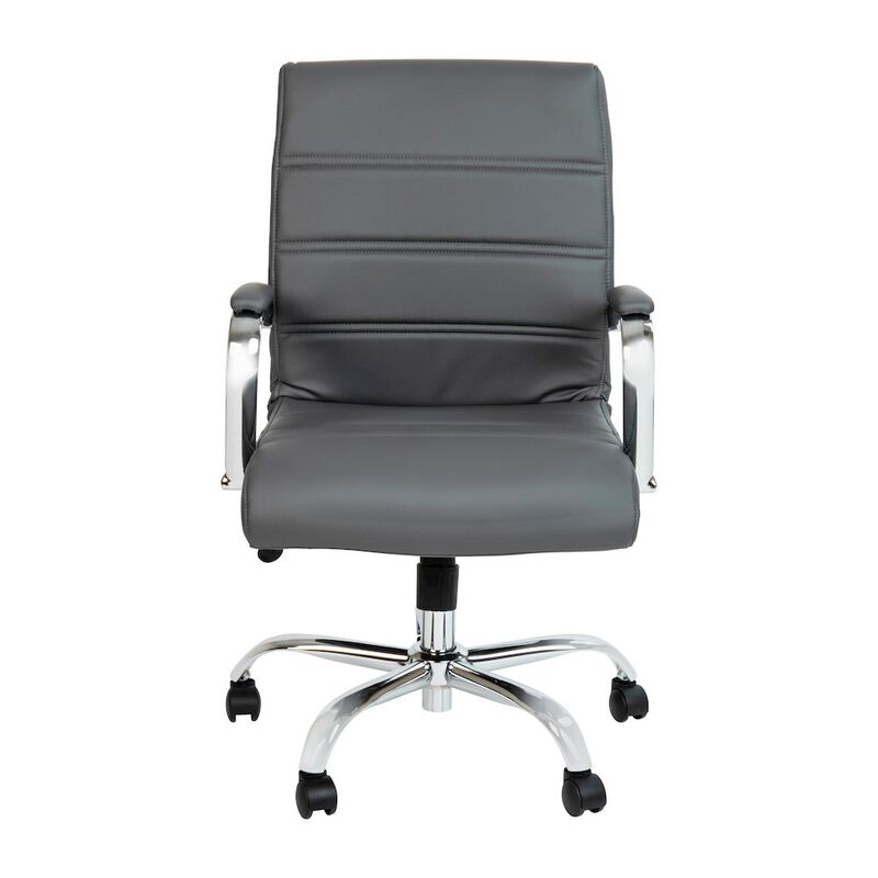 Flash Furniture Mid-Back Gray Executive Swivel Office Chair with Chrome Frame and Arms image number 7