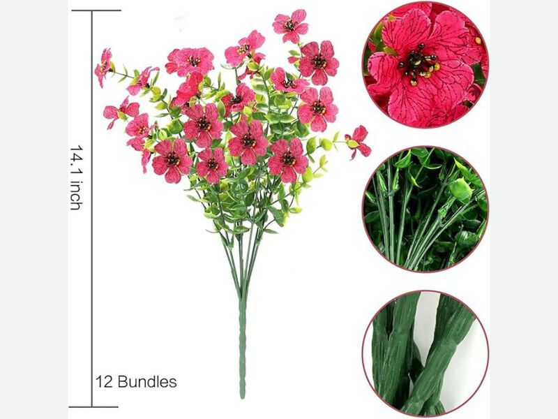 12 Bundle Fuchsia Artificial Outdoor Plants UV Resistant Window Box Decor image number 2