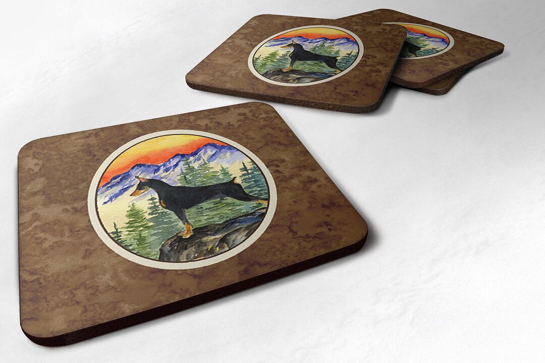 Caroline's Treasures SS8284FC Doberman Foam Coasters (Set of 4), 3.5 H x 3.5 W, Multicolor