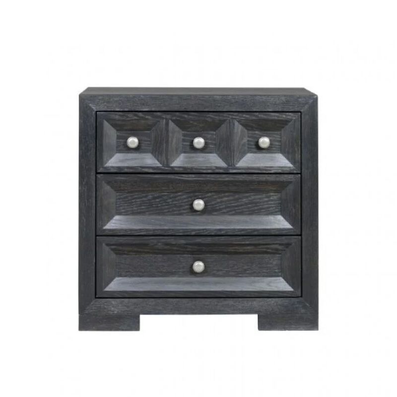 Kizie 5pc Queen Bedroom Set, Rustic Black, Chest, Mirror, Nightstand image number 3