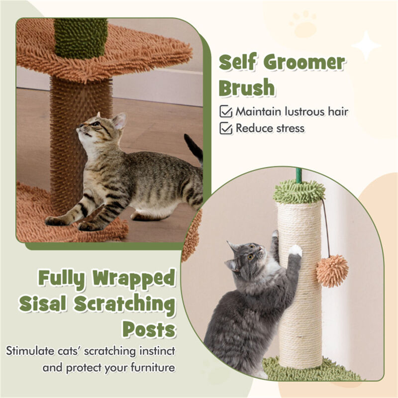 Multilevel Cat Tree Cozy Cat Apartment with Perches, Condos & Scratching Posts For Home Cats