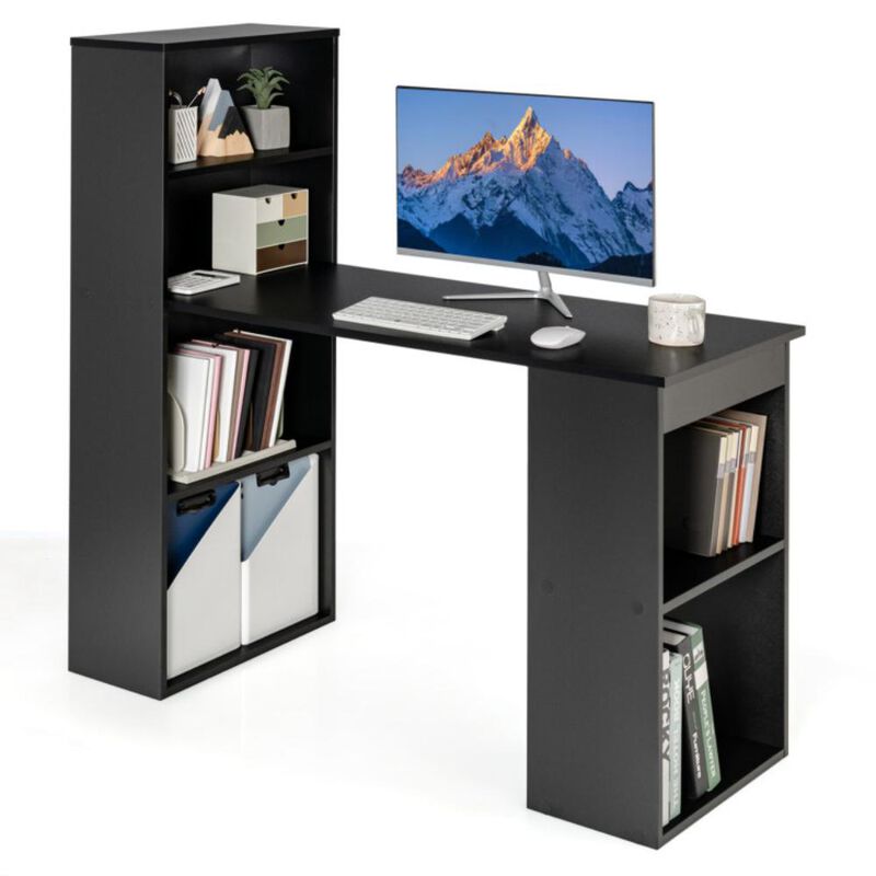 Hivvago 48 Inch Computer Desk with 4-Tier Bookcase and CPU Stand
