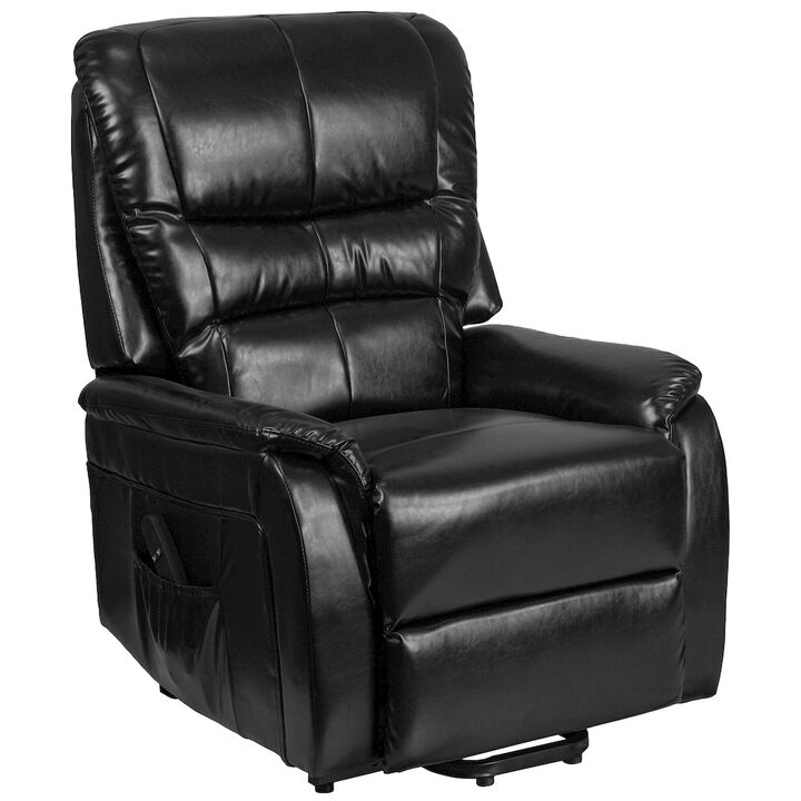 Flash Furniture Black Leather Soft Remote Powered Lift Recliner for Elderly