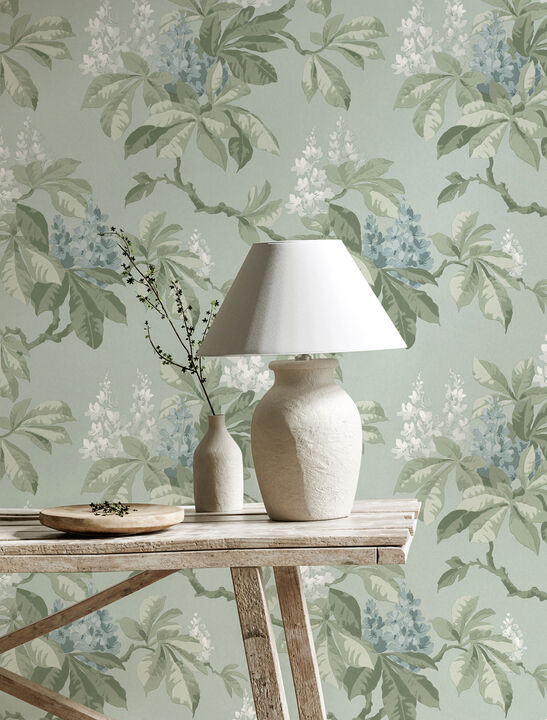 Chestnut Blue Floral Wallpaper