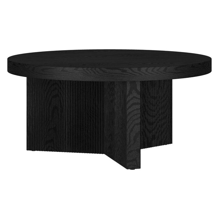 Hudson&Canal Holm 32 Wide Round Coffee Table in Black Grain