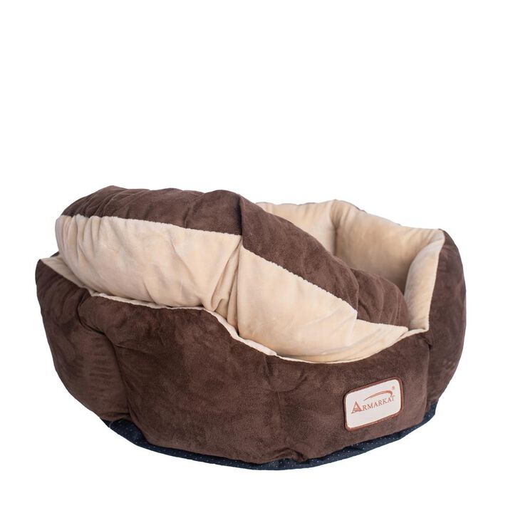 Armarkat Pet Bed With Polyfill In Beige & Mocha For Cats And Extra Small Dogs