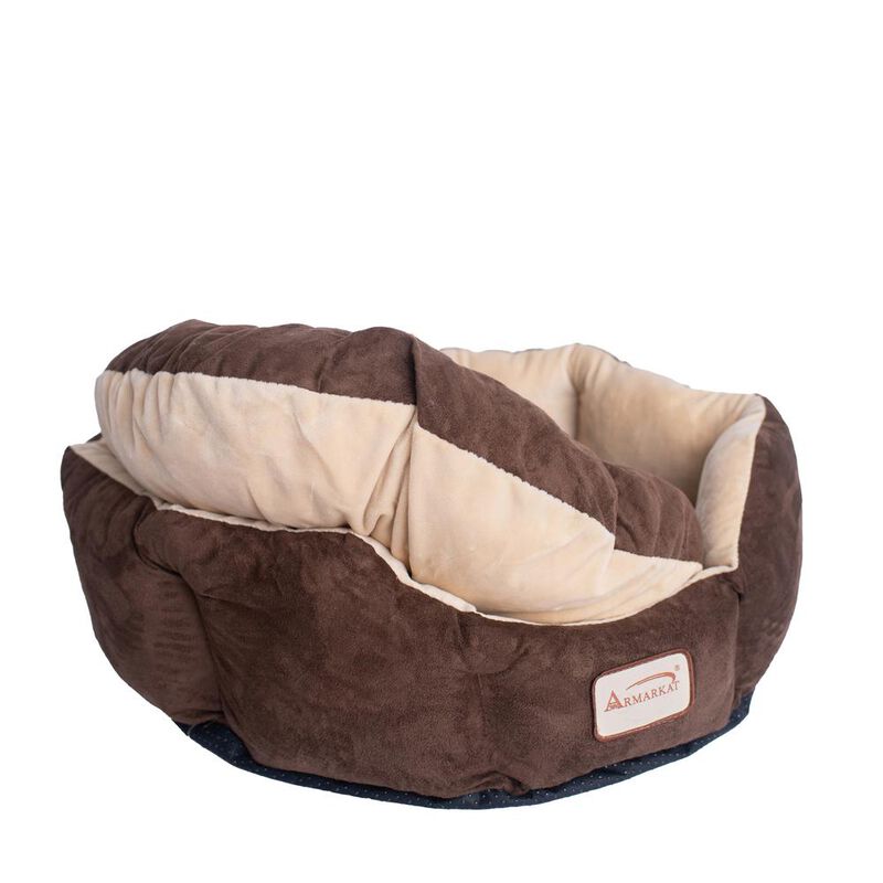 Armarkat Pet Bed With Polyfill In Beige & Mocha For Cats And Extra Small Dogs