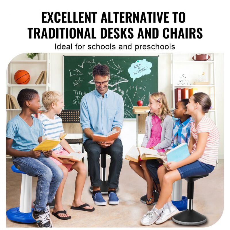 Active Wobble Chair Height Adjustable Flexible Stool for Classroom Office and Home-Black image number 3
