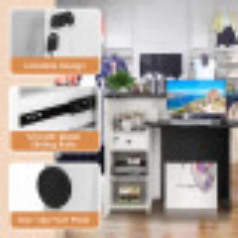 Hivvago Reception Office Desk with Open Shelf and Lockable Drawer