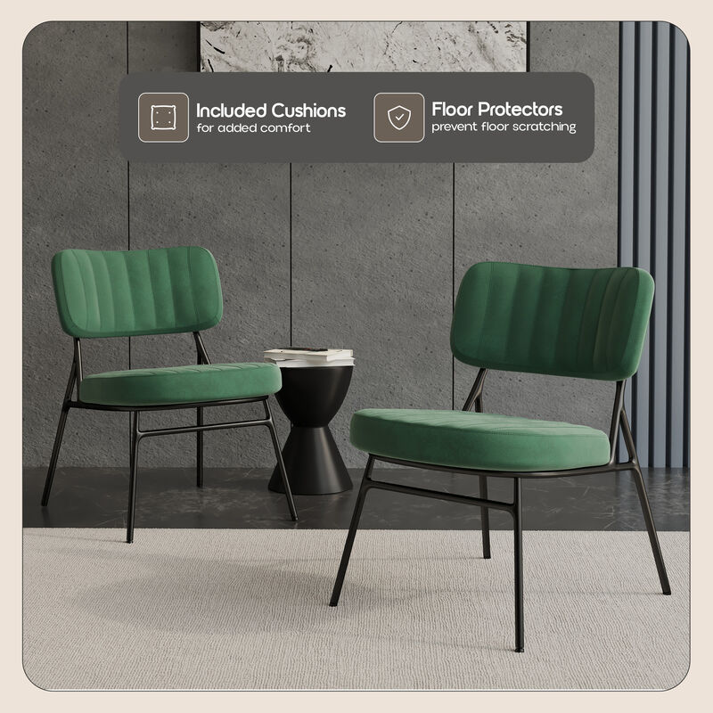 LeisureMod Marilane Velvet Accent Chair with Cushioned Upholstery &ndash; Comfortable, Stylish Chair for Living Rooms, Offices, Lounges, and Modern Spaces