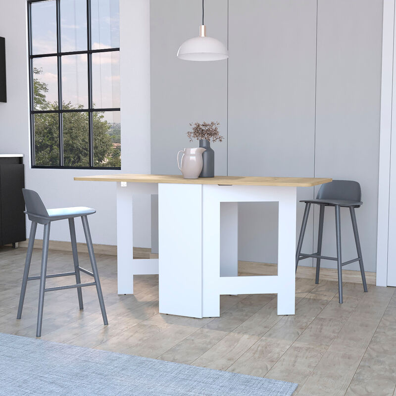 Sleek Sled Base Folding Dining Table for Kitchen or Dining Room
