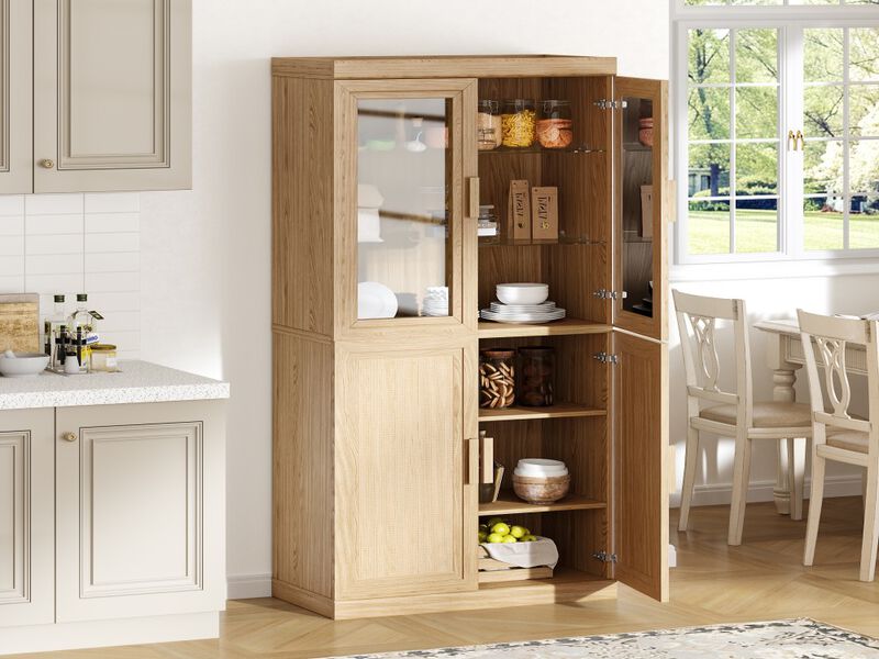 Simple Glass Cabinet Door Decoration Storage Cabinet Combination Cabinet with 6-Story Shelves