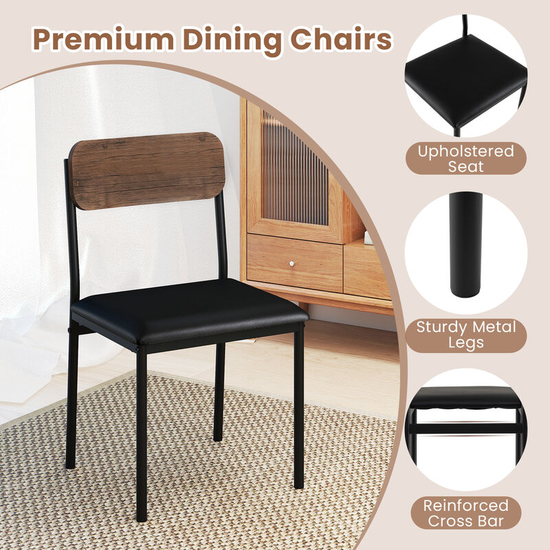 Round Kitchen Dining Table Set 5 Piece with Drop Leaf Table and 4 Upholstered Chairs Brown image number 7