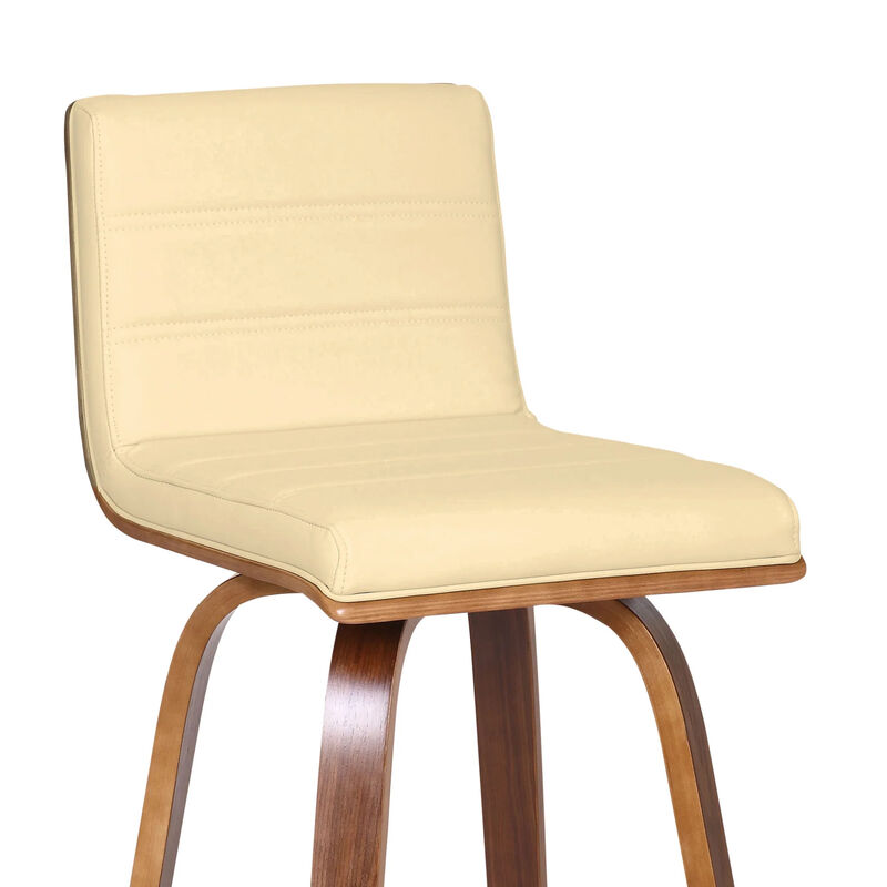 Hivvago 26 Inch Cream and Brown Fabric and Iron Low Back Counter Height Swivel Bar Chair