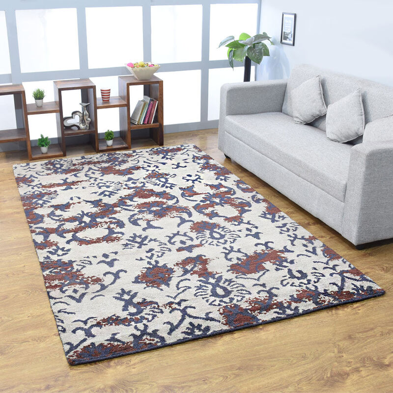 Rugsotic Carpets Hand Knotted Silk 5'x8' Area Rug Contemporary Beige Brown NS1240