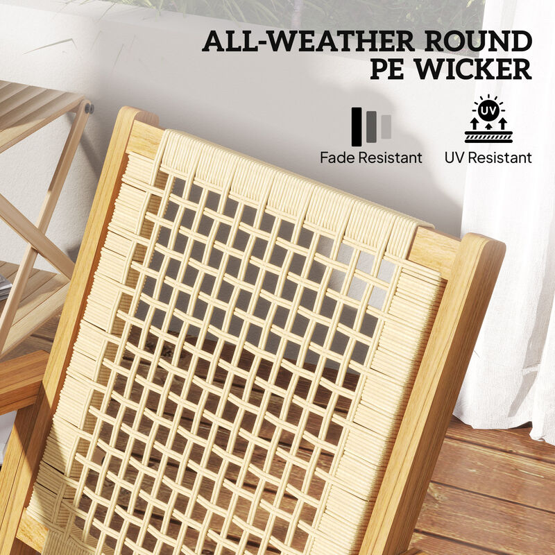 Hivvago Acacia Wood Patio Rocking Chairs Set of 2 Wicker Seat image number 5