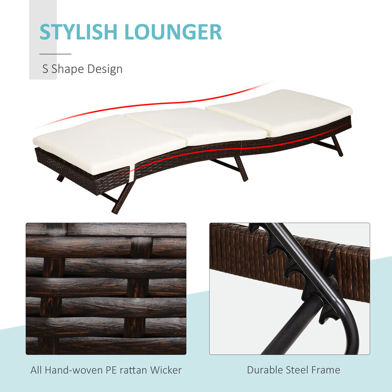 Hivvago Patio Rattan Sun Lounger with 5-Position Recline image number 5