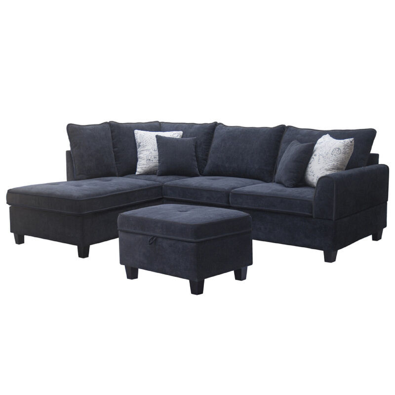Kyna Sectional Sofa, 4 Pillows, Left Chaise, Storage Ottoman image number 4