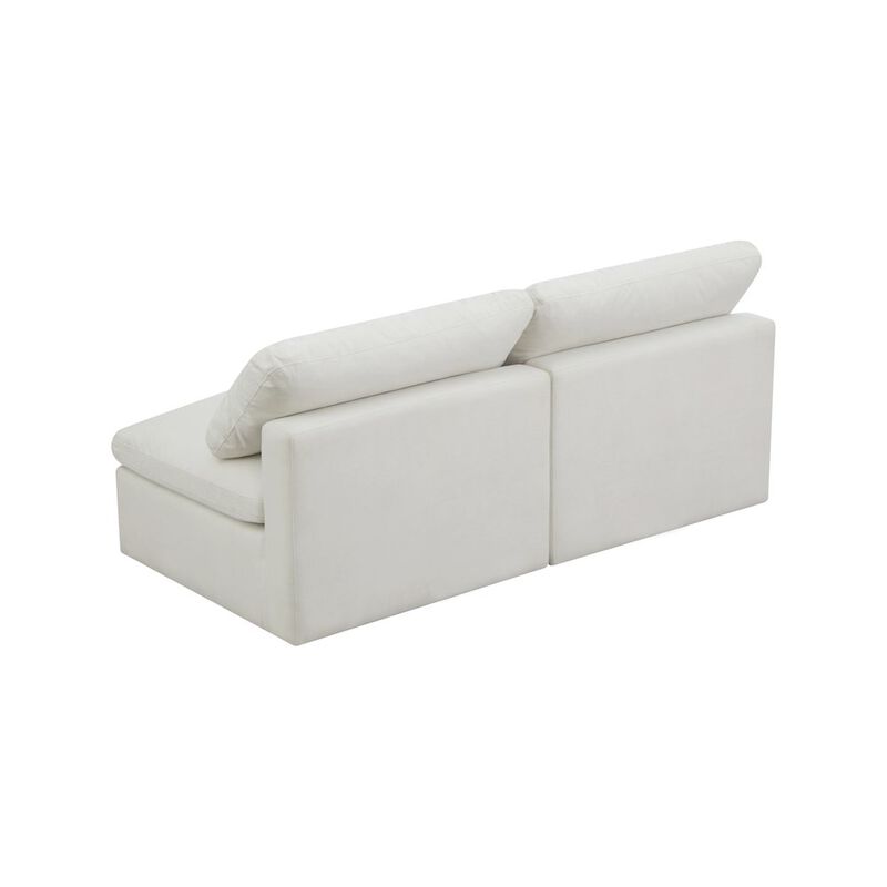 Meridian Furniture Plush Cream Velvet Standard Comfort Modular Sofa
