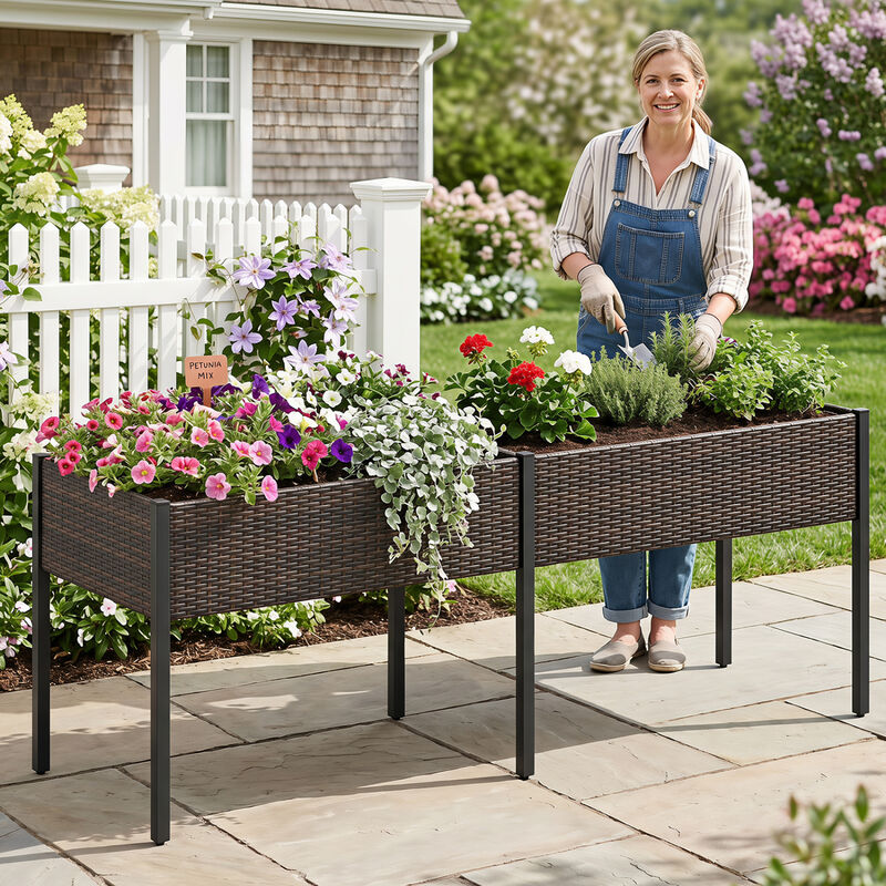 Raised Garden Bed with Legs and Removable Liner for Herbs and Vegetables image number 1