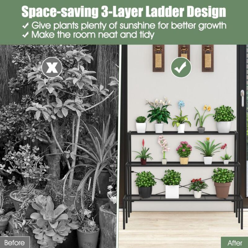 3 Tier Outdoor Metal Heavy Duty Modern for Multiple Plant Display Stand Rack image number 6