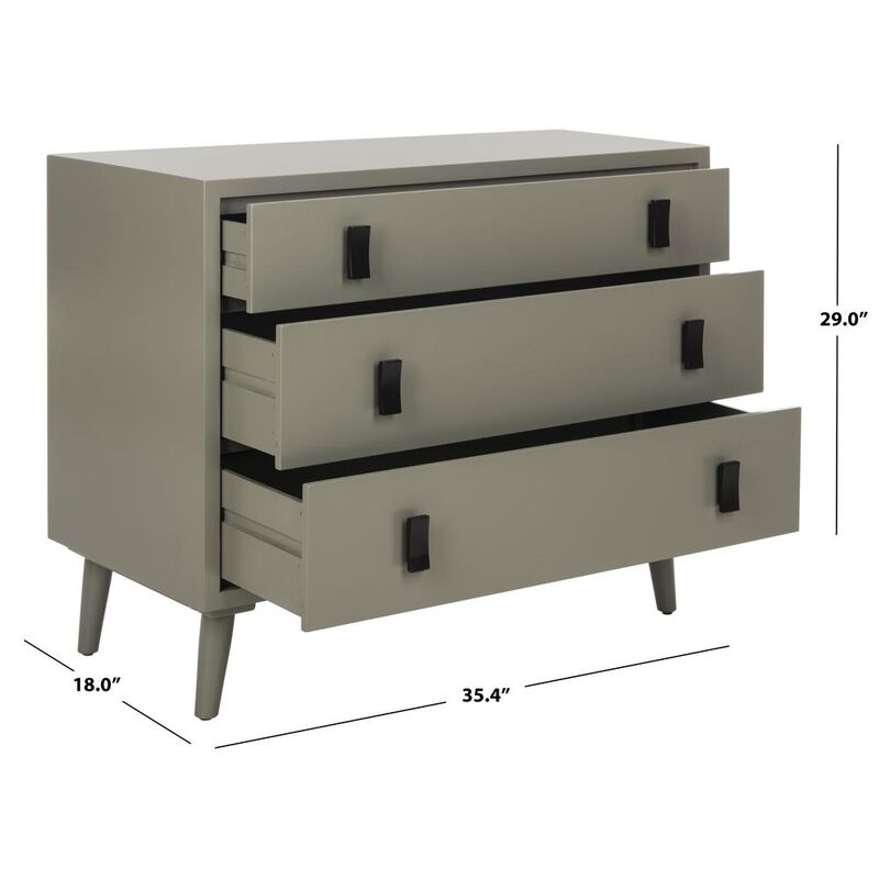 Safavieh Blaize 3 Drawer Chest, Dark Grey/Black